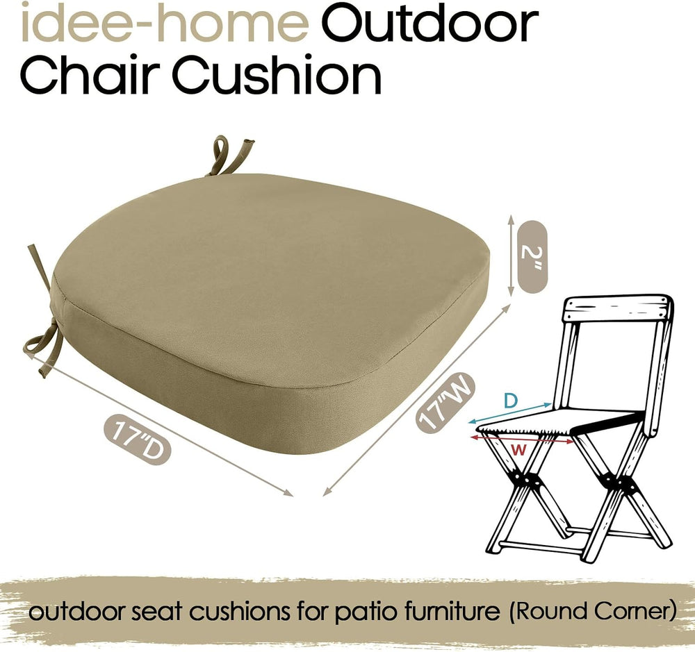 idee-home Outdoor Chair Cushions Set of 2, 17" x 17" D-Shaped