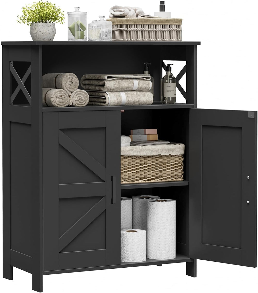 Homhedy Farmhouse Bathroom Storage Cabinet with Doors, Small Floor Cabinet
