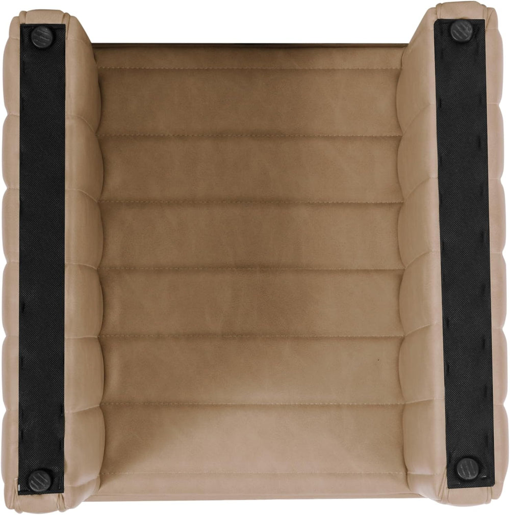 HomePop Modern Channel Tufted Faux Leather Ottoman|Homepop Home Décor|Ottoman...