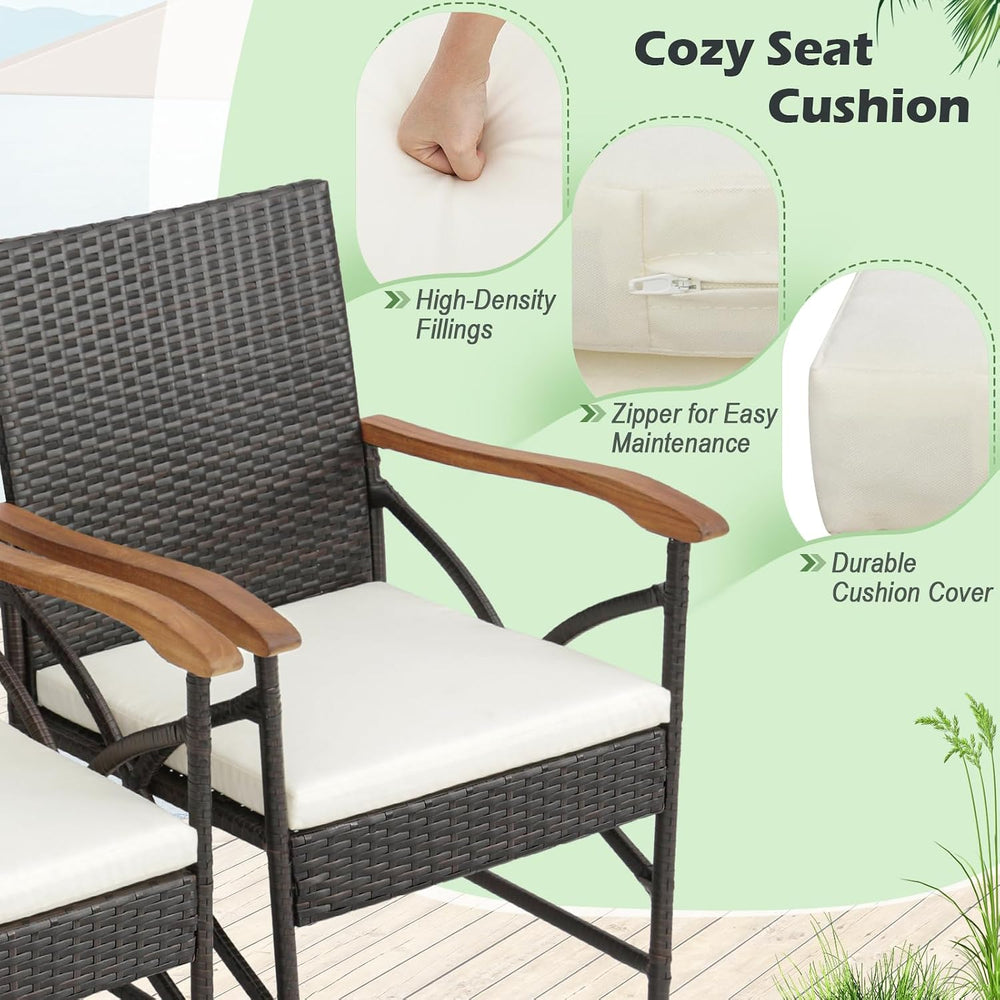 Tangkula Wicker Patio Dining Chairs Set of 2, PE Rattan Outdoor Chairs with S...