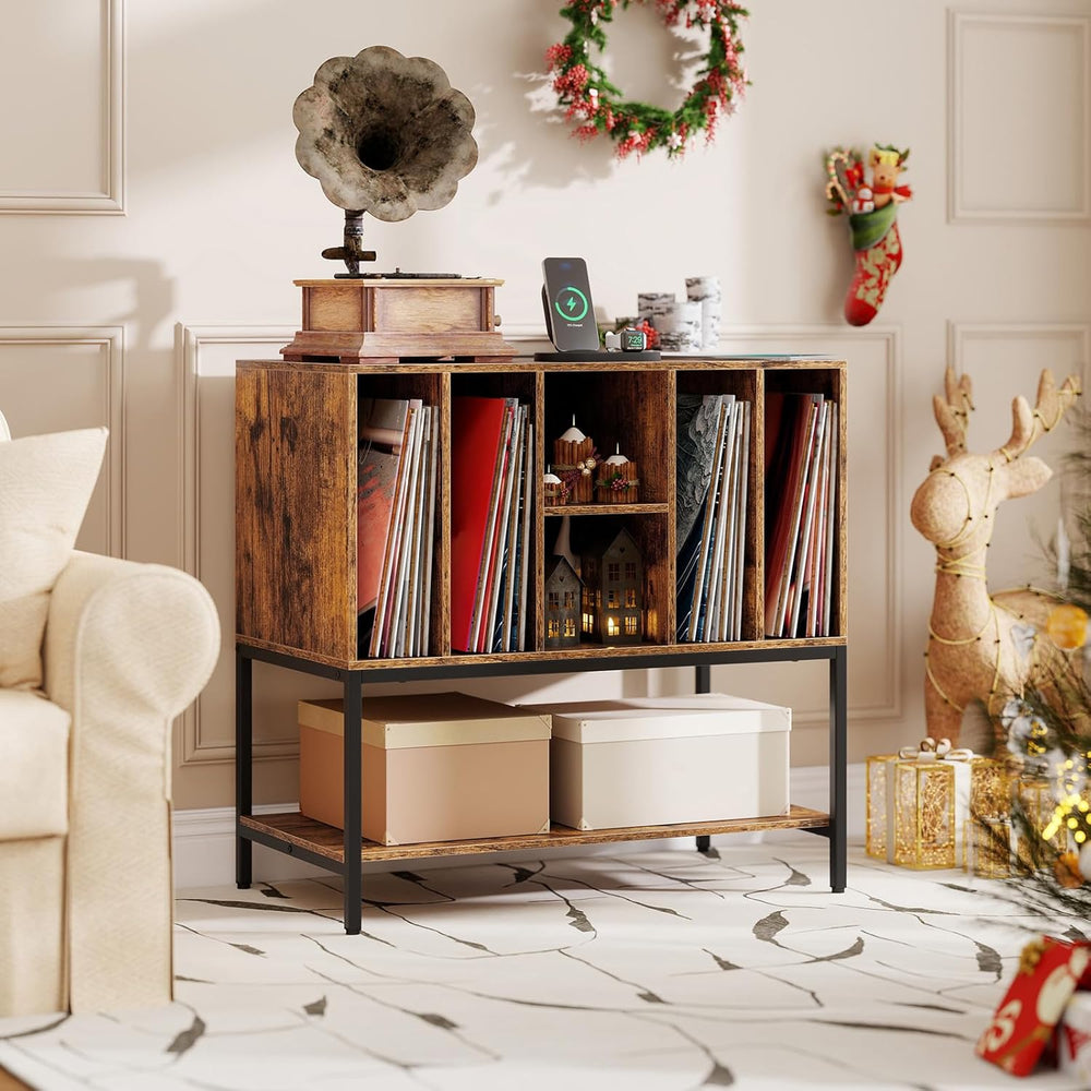 Giantex Record Player Stand with Charging Station, Turntable Stand with Stora...