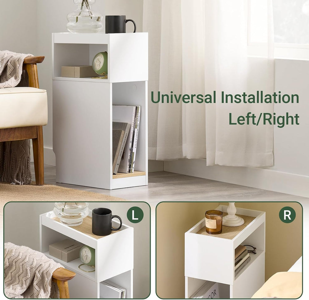 SoBuy Narrow Nightstand with Drawer and Open Shelf | Slim Bedside Table for T...