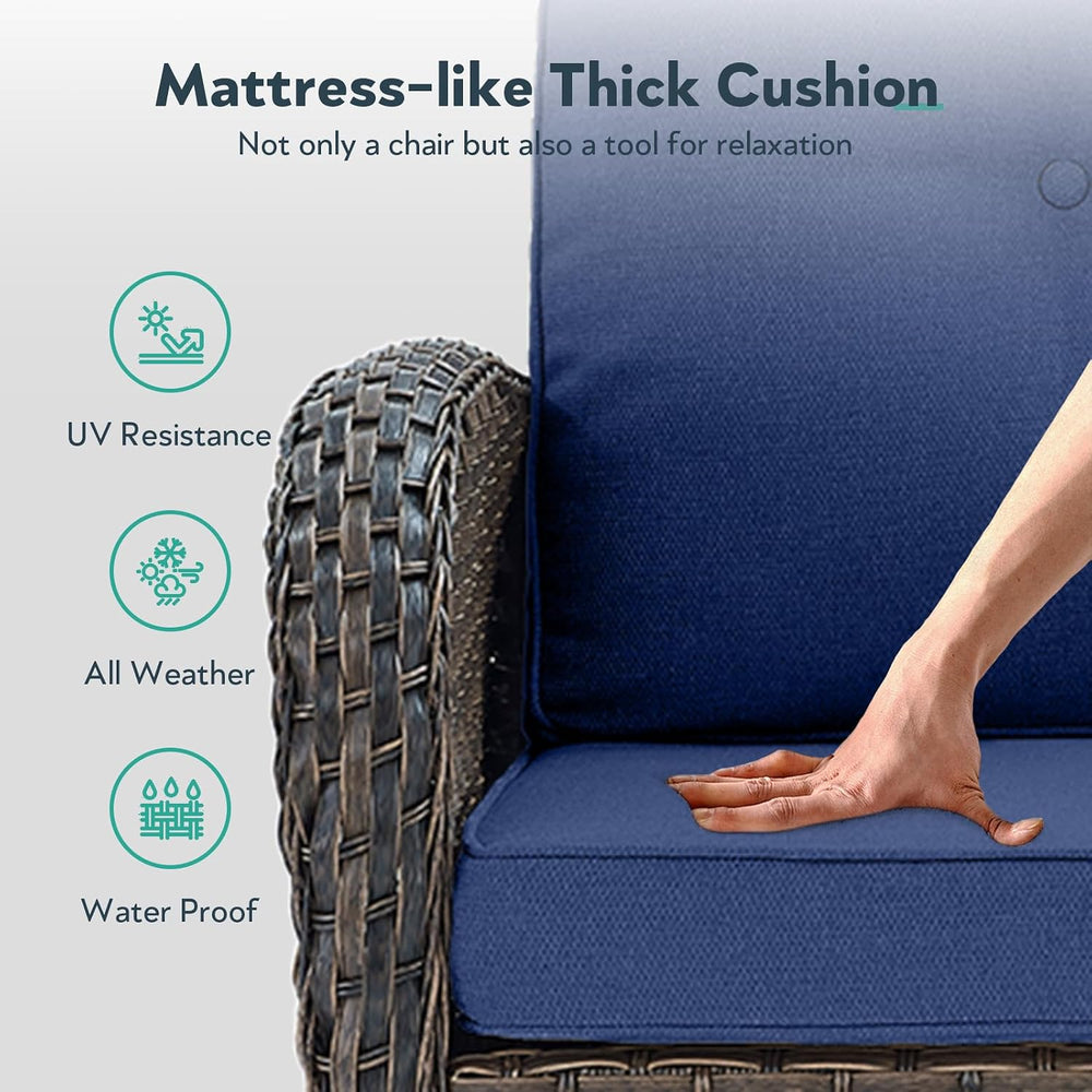 Outdoor Swivel Glider Rocker Chairs Set- 6 Piece Patio Furniture Set with A G...