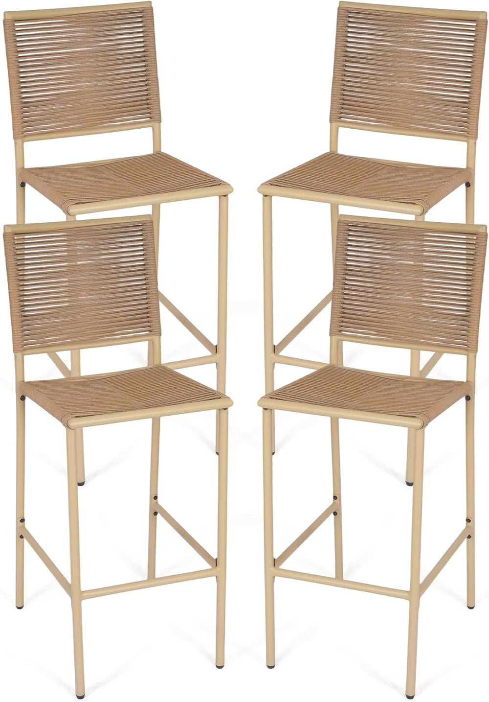 Outdoor Counter Bar Stools Set of 4, 30" Height Patio Rattan Stools, All...