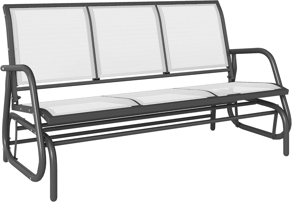 Outsunny 3-Person Patio Glider Bench Outside 3 Seats Cream White
