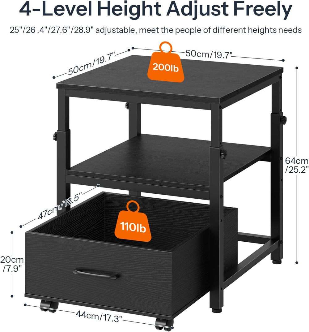 HOOBRO Mini Fridge Stand with Storage Basket, Height-Adjustable Mini Fridge C...