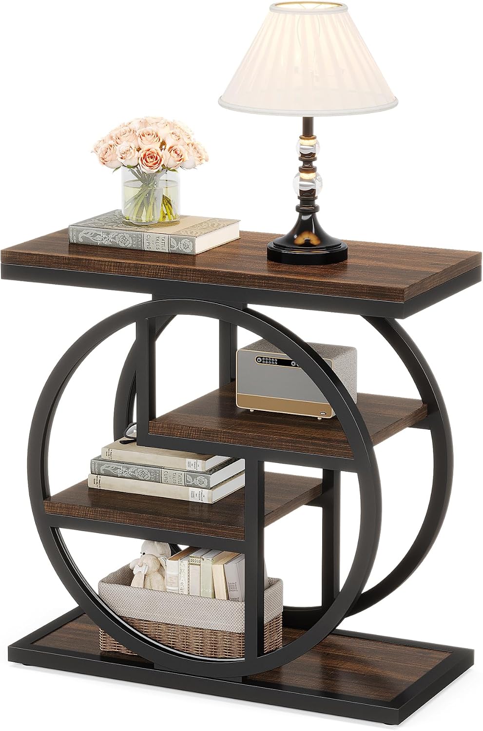 Tribesigns End Table for Living Room, Wooden Narrow Side Table with Storage S...
