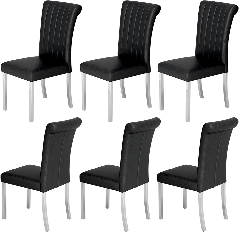 ACEDÉCOR Modern Dining Chairs Set of 6, Black Leather Dining Room Chairs with...
