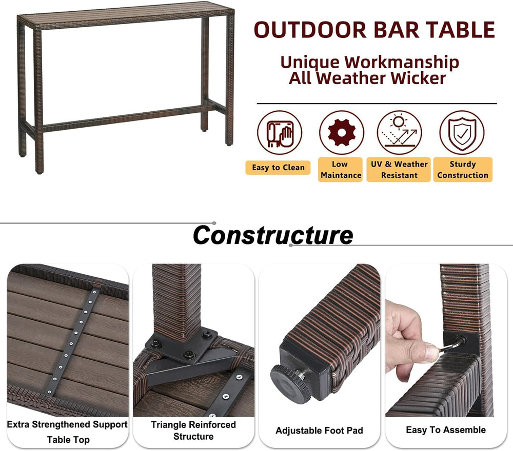 Outdoor Bar Table Patio Bar Height 55" Long Outdoor Console Table Hot Tu...