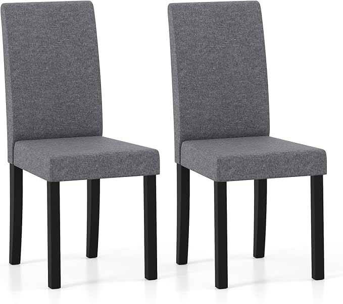 Giantex Upholstered Dining Chair Set of 2, Mid Century Modern Fabric Kitchen ...