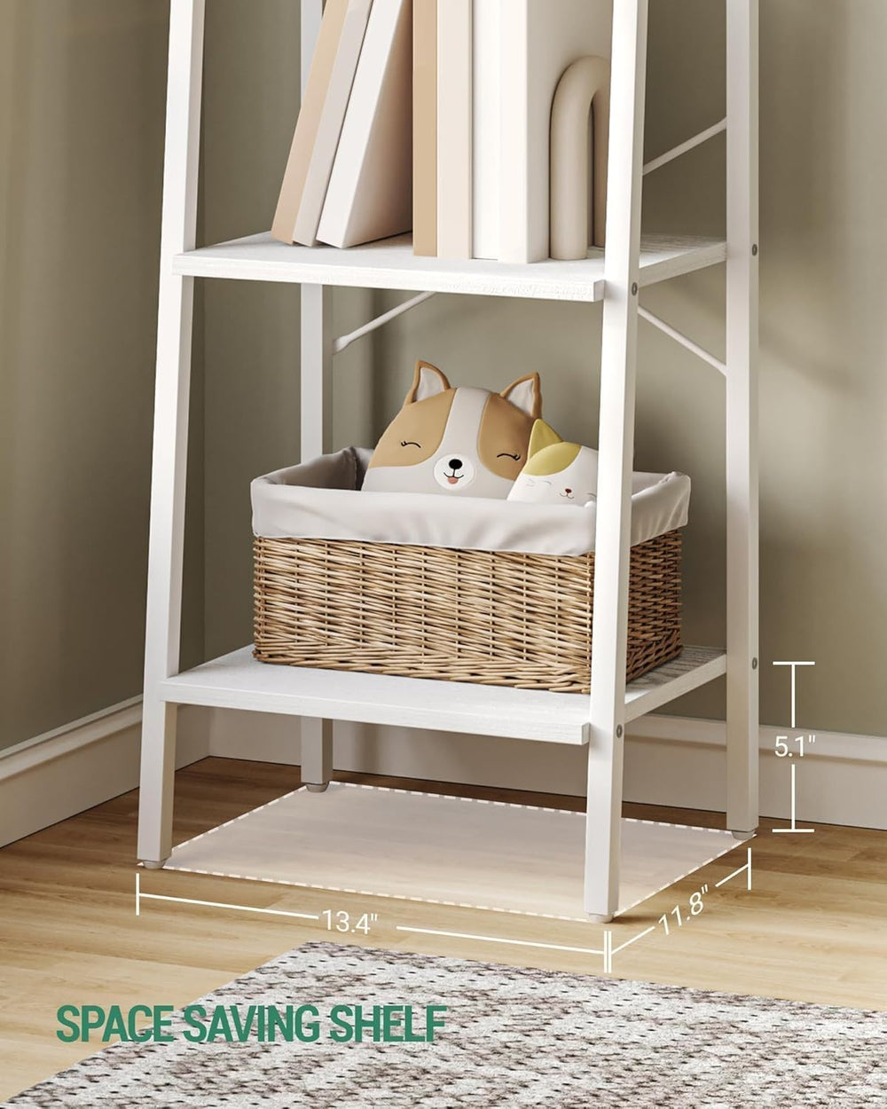 Hzuaneri Ladder Shelf, Bookshelf, Freestanding Corner Storage Shelf