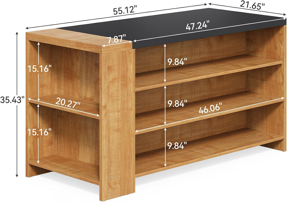 Little Tree 55 Inches Kitchen Island, 4-Tier Kitchen Storage Cabinet with Lar...