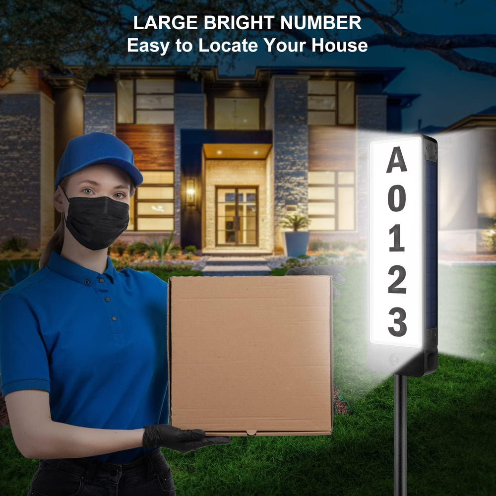 T-SUN Solar Address Signs for Yard Vertical LED House Numbers for Outside