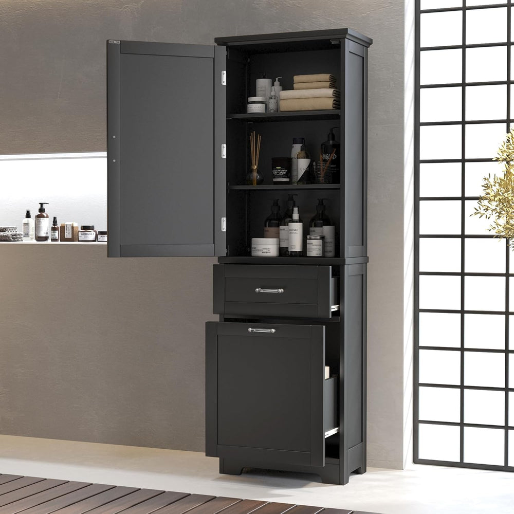 Merax 68.4" Pantry Cabinet with One Door & Two Drawers, Adjustable S...
