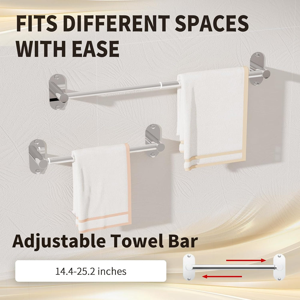 5-Piece Bathroom Hardware Set, Adhesive or Drill Wall Mount, Chrome