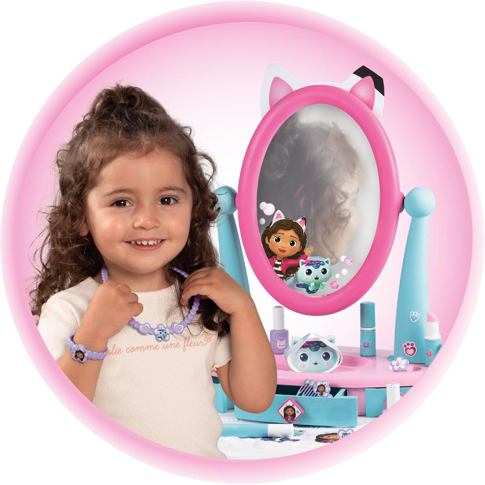 Smoby - Gabby et la Maison Magique - 2-in-1 Dressing Table - Stool + 12 Dummy...