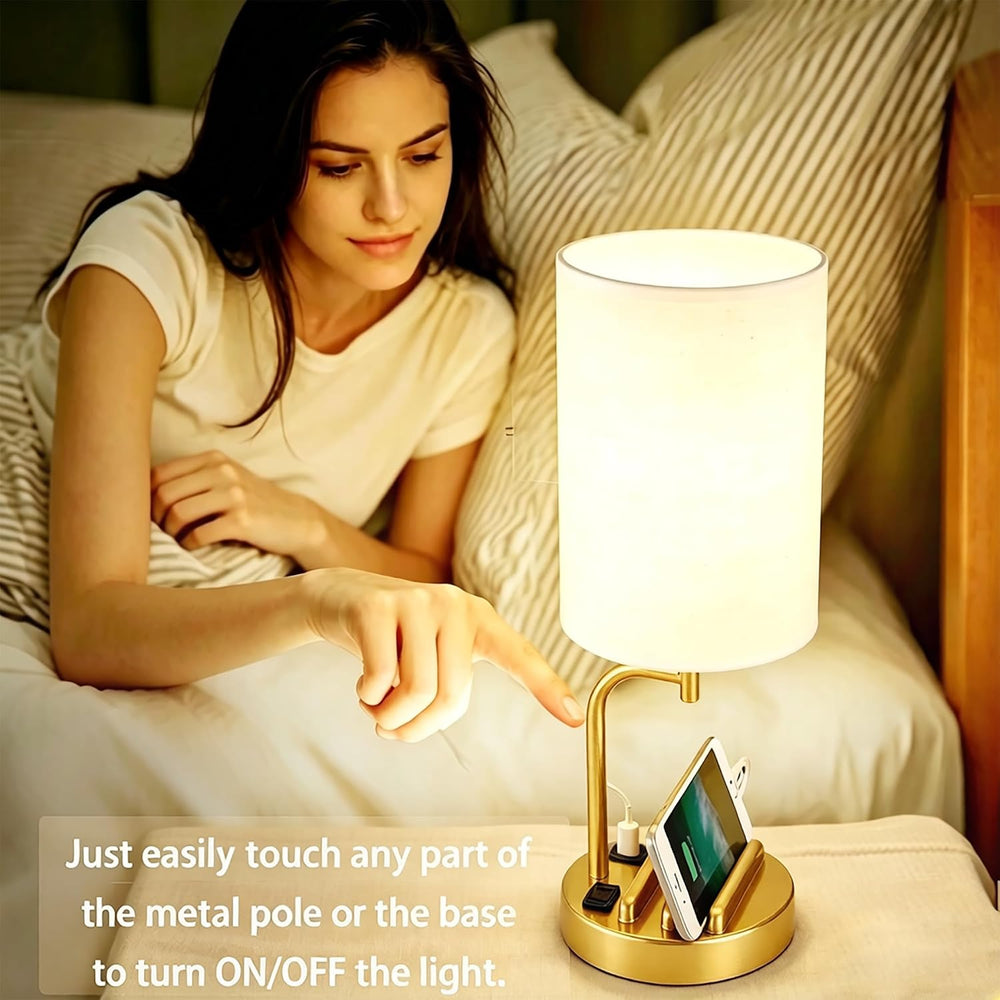 Dreamholder Touch Control USB Table Lamp with USB C/A & AC Outlet, 3-Way ...