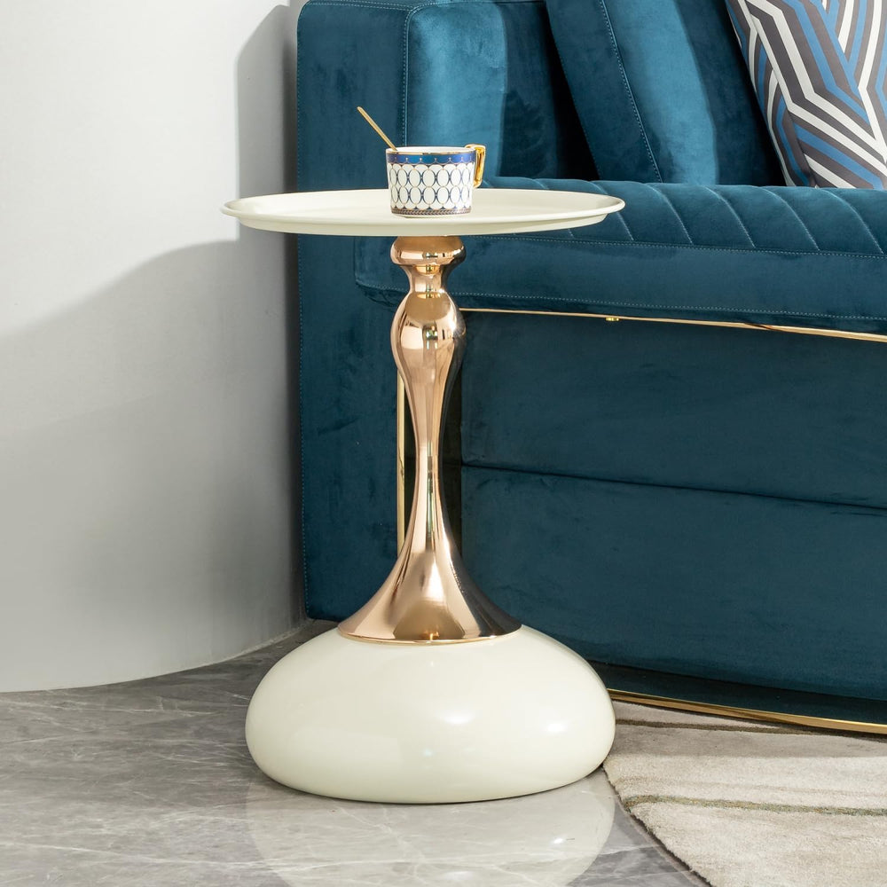 Geelife Small Round Side Table for Small Spaces - White End Table