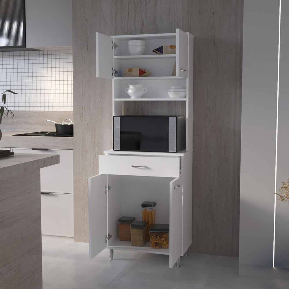 66" H Kitchen Pantry Cabinet Storage,4-Door Wooden Cupboard Credenza Buf...