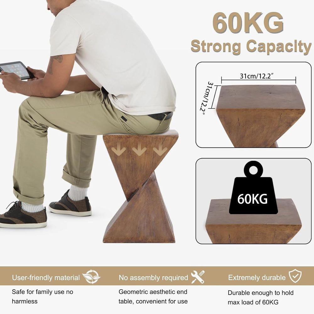 Lightweight Concrete Accent Table,Modern Geometry Side Table for Indoor and O...