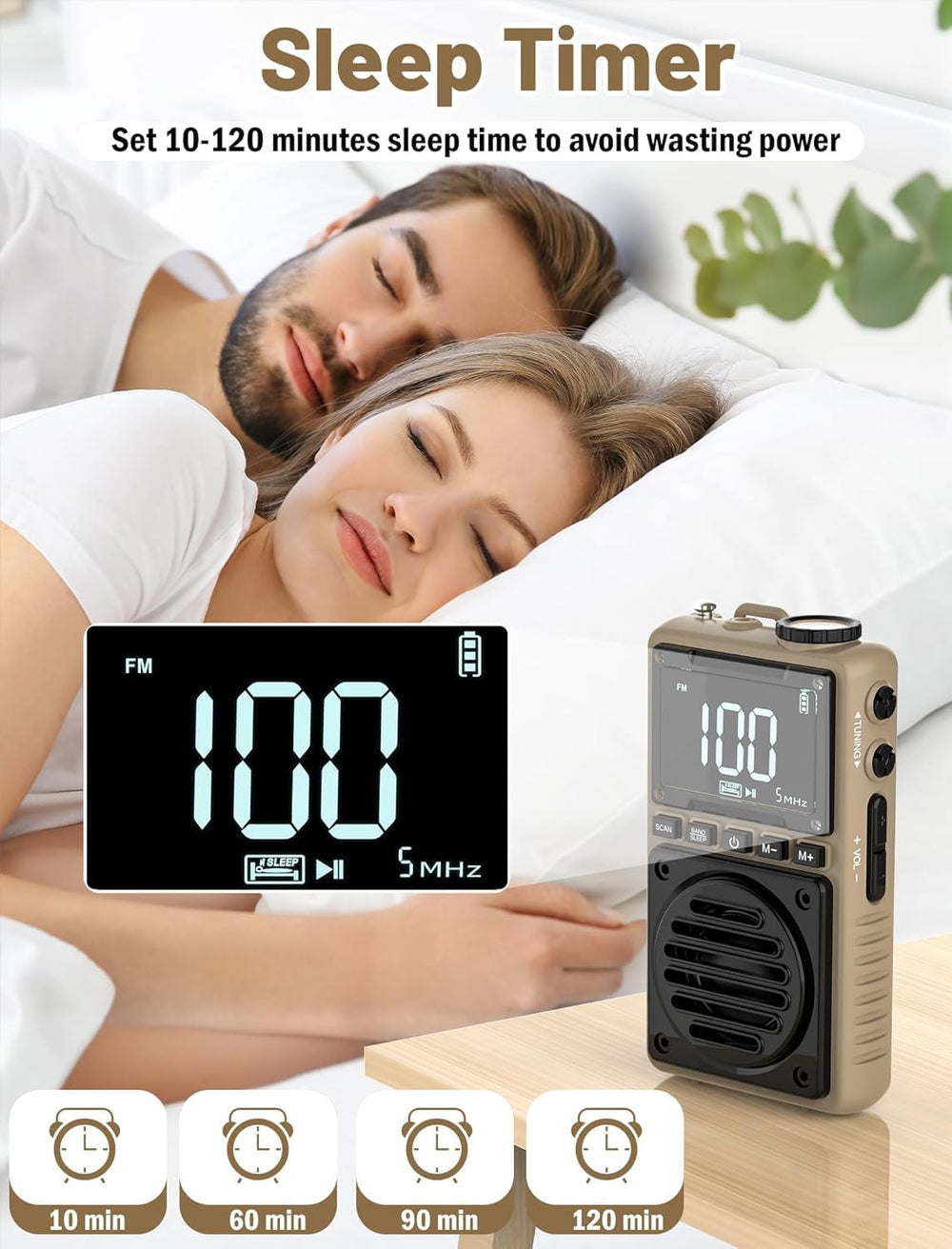 Digital AM FM Weather Band Radio 850mAh Rechargeable Battery