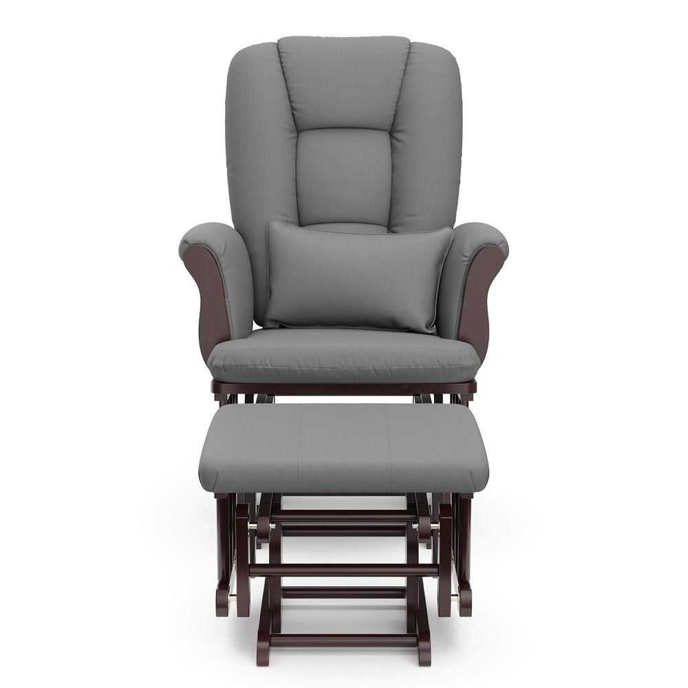 Storkcraft Tuscany Glider and Ottoman with Lumbar Pillow, Espresso/Gray