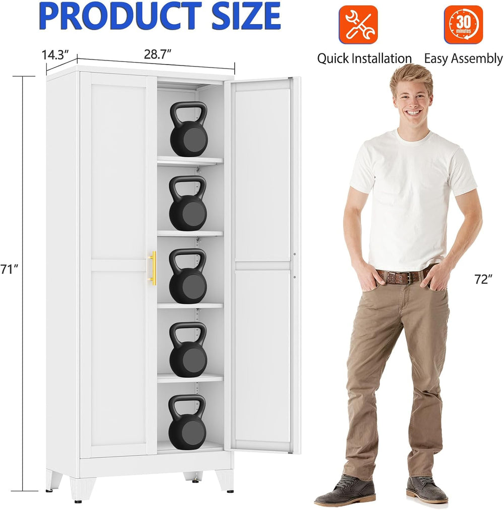 GAIOUS 71''Tall Metal Garage Storage Cabinet,File Cabinet with Door a...