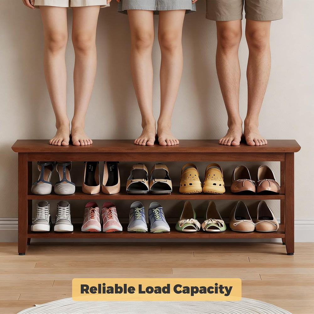 Wood Shoe Bench for Entryway,Bench with Shoe Rack,Storage Shoe Organizer for ...