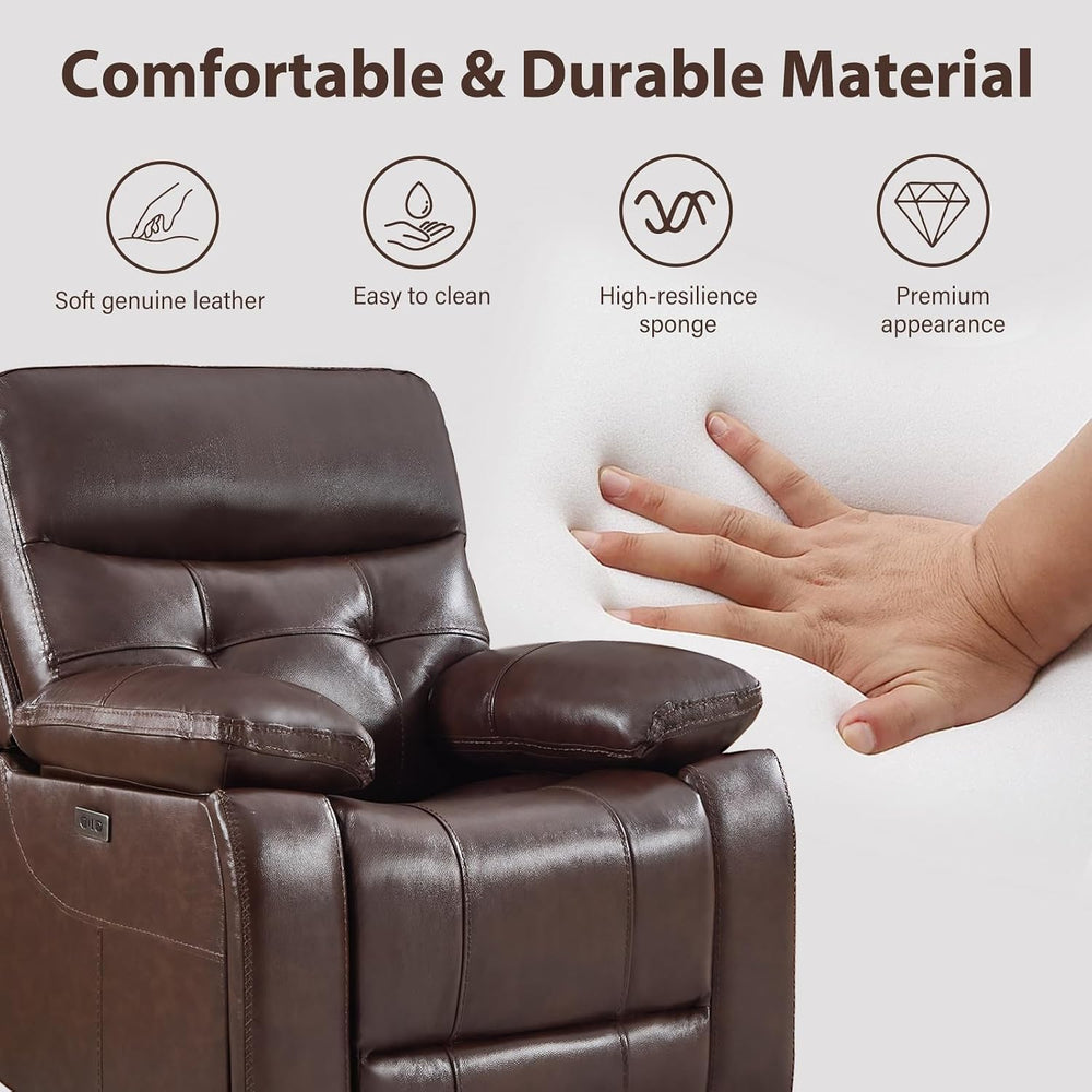 CANMOV Genuine Leather Power Reclining Sofa Set,Living Room Furniture Sofa Se...