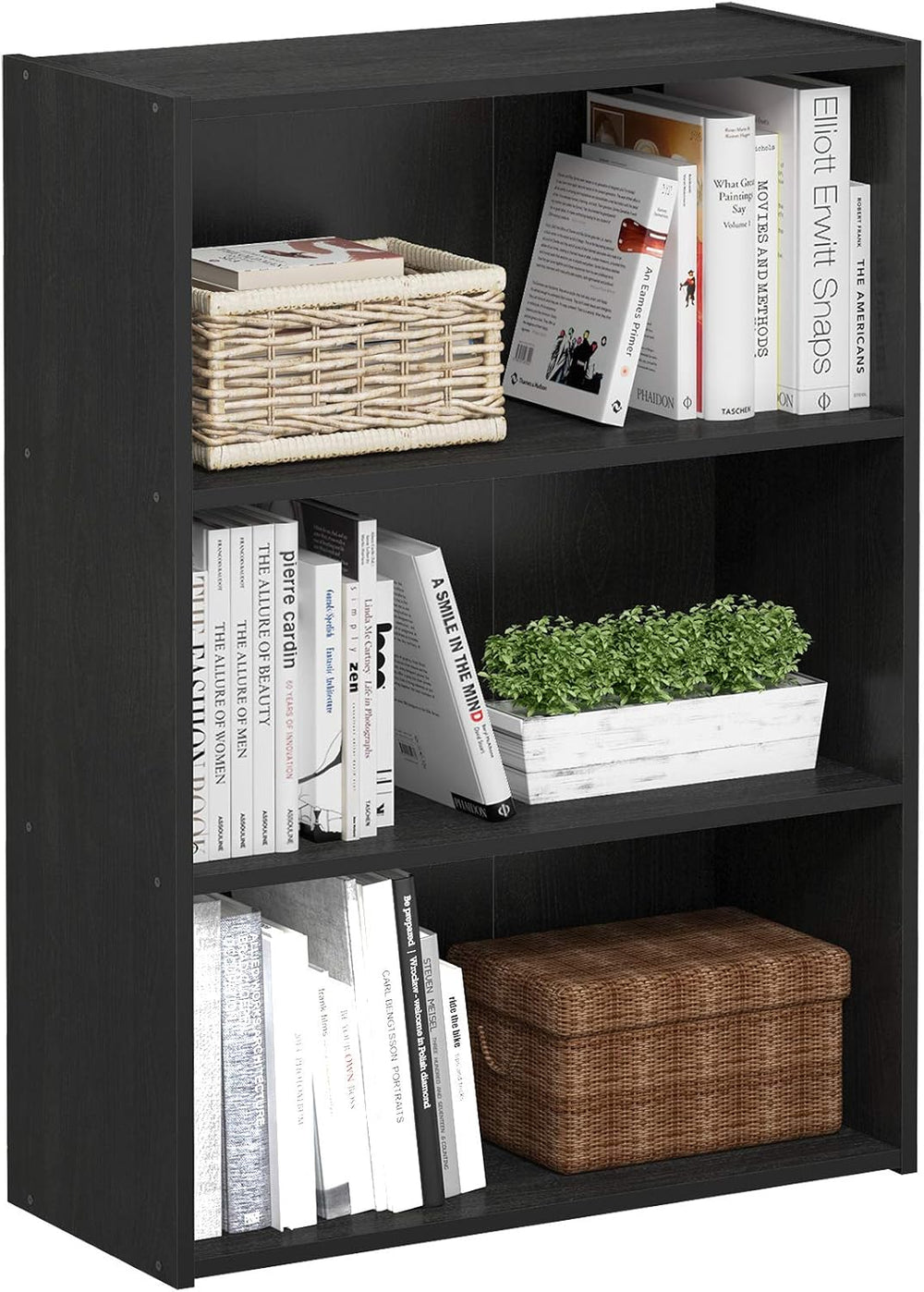 Furinno PASIR Book Shelf, 3-Tier Bookshelf, Storage Shelves Bookcase, 9.7 x 2...
