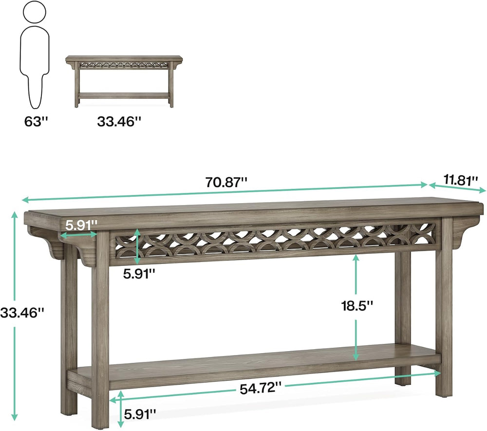 Tribesigns 70.8-Inch Solid Wood Long Console Table, Farmhouse Entryway Table ...