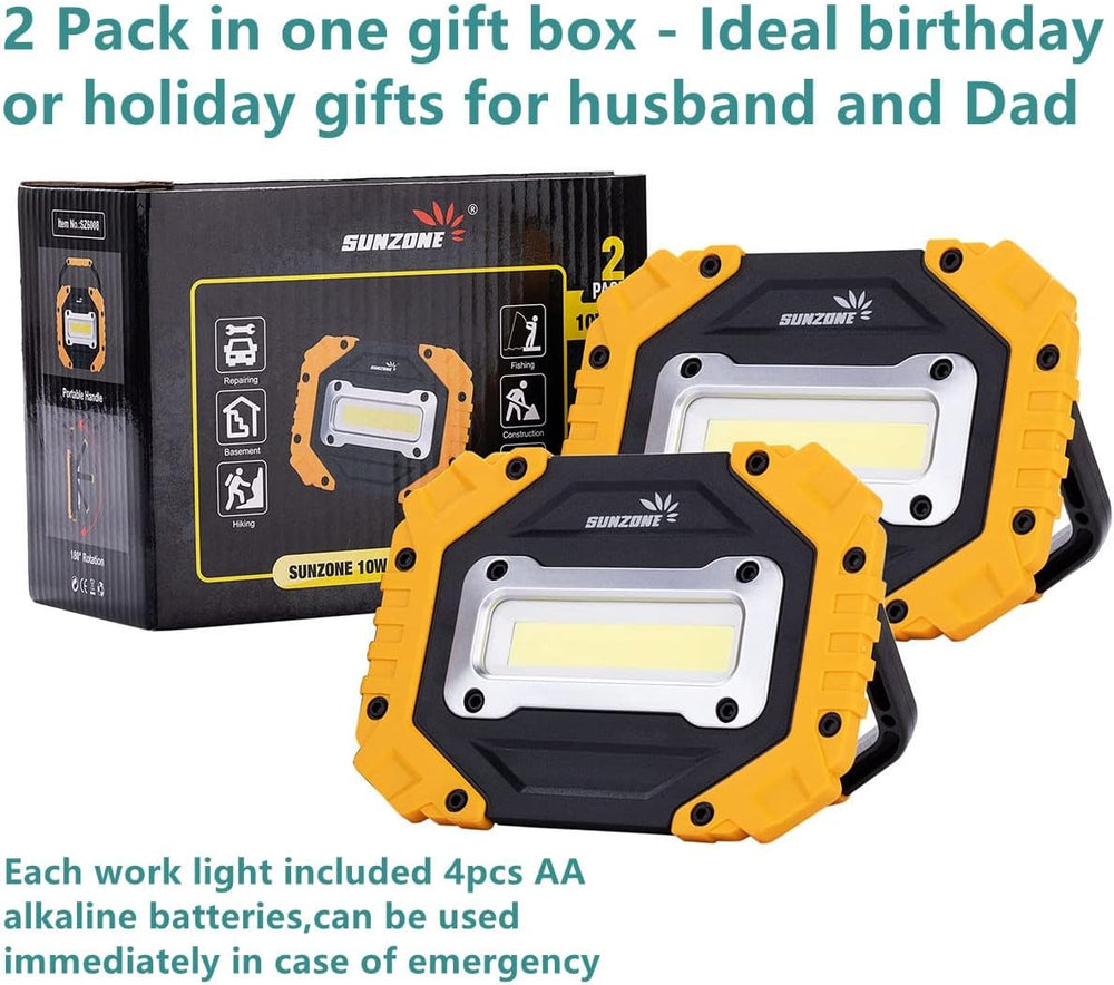 Sunzone Portable LED Work Light,AA Battery Powered Flood Lights,2 Pack