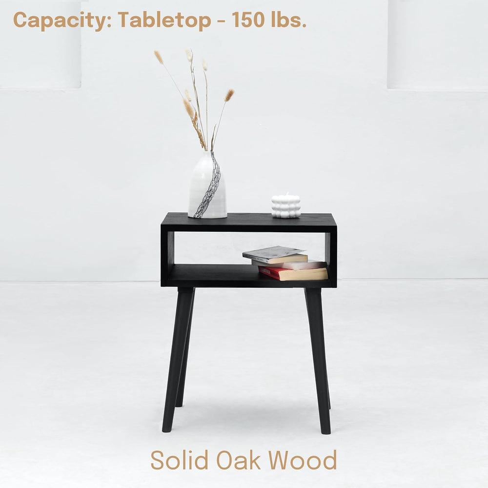 NTC Solid Oak Zoe Nightstand, Mid Century Modern Side Table Bedroom, Bedside ...