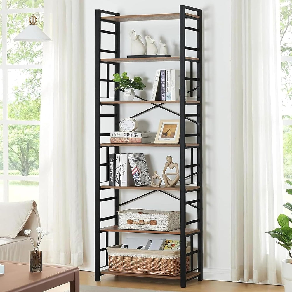Hombazzar 7 Tier Bookshelf,84 inch Tall Bookshelf,Brown