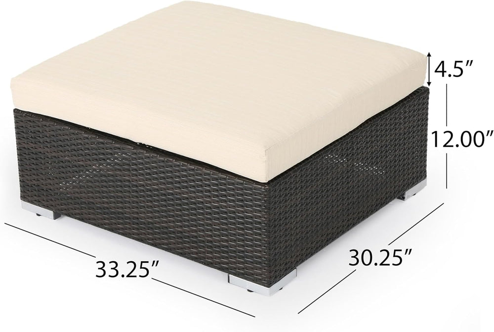 roomfitters Outdoor Wicker Ottoman with Cushion for Stylish Patio Furniture, ...