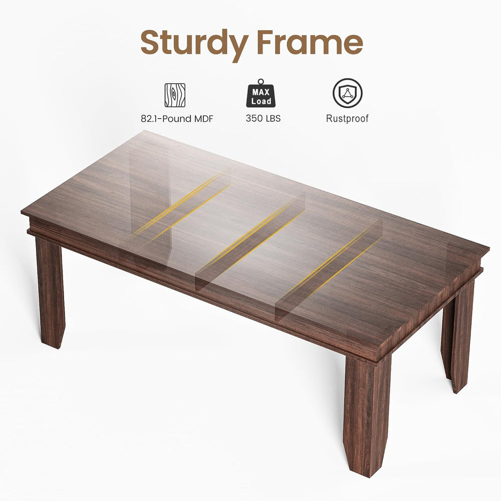 GAOMON Farmhouse Dining Table for 6-8 People, 71" Long Wood Kitchen Tabl...