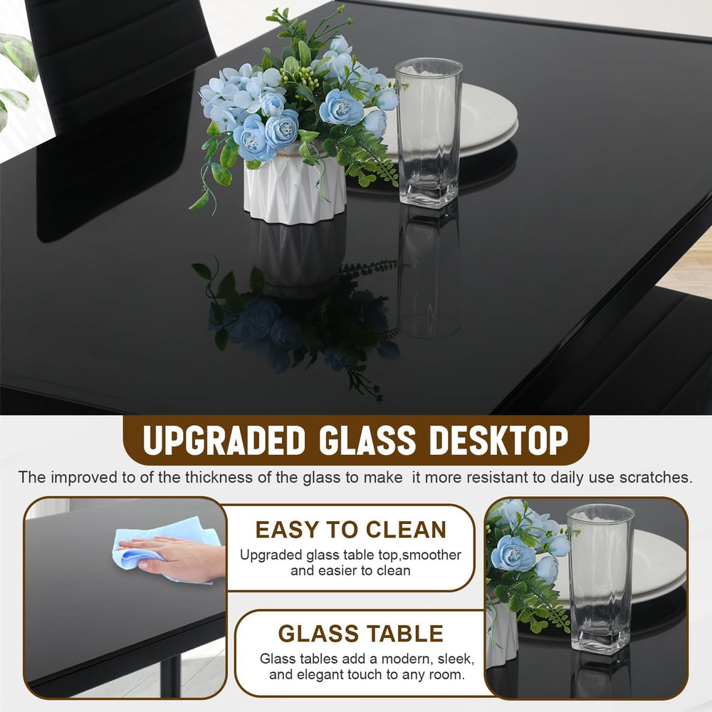 NChanmar Dining Table Set for 4 Furniture 5 Piece Faux Dining Set, Modern Kit...