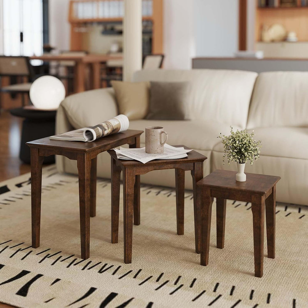Kmax Nesting Tables Set of 3, Small Sofa Side Table Rustic Stacking End Table...