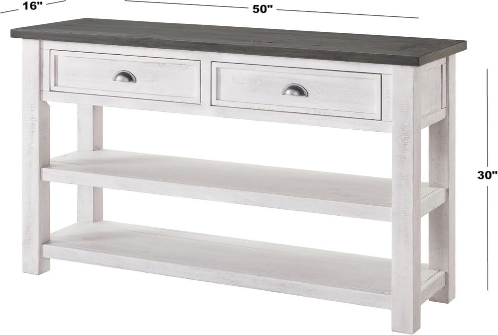 Martin Svensson Home Monterey Solid Wood Sofa Console Table, White & Grey...