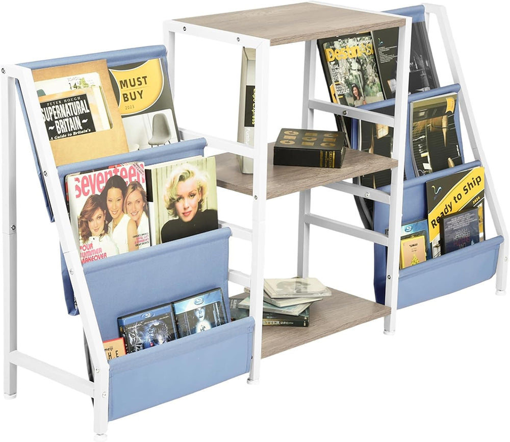 FurnitureR 3-Tier End Table with Record Player Stand and Vinyl Storage, Multi...