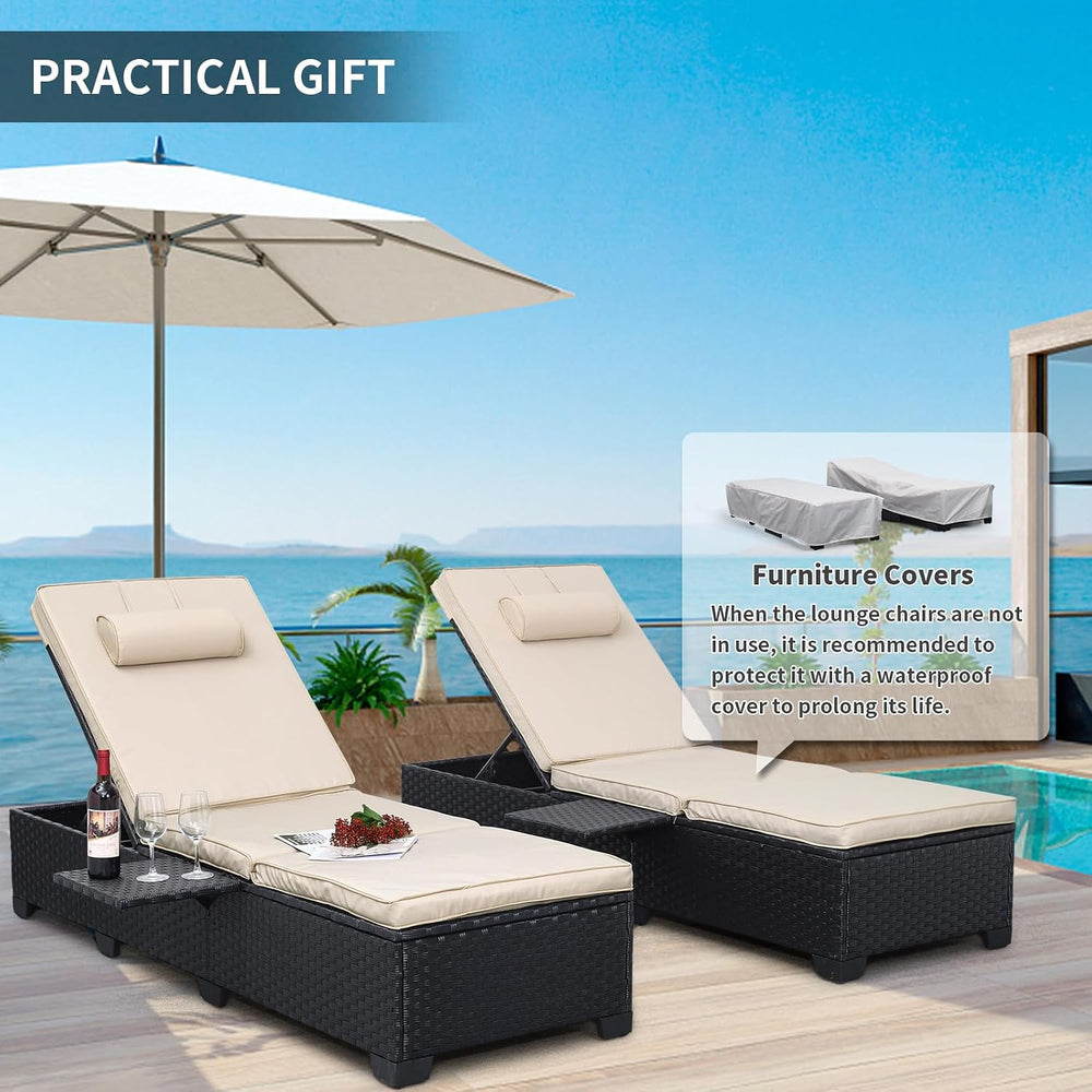 WAROOM Outdoor Chaise Lounge Chairs for Outside Patio Furniture Set of 2 Wick...