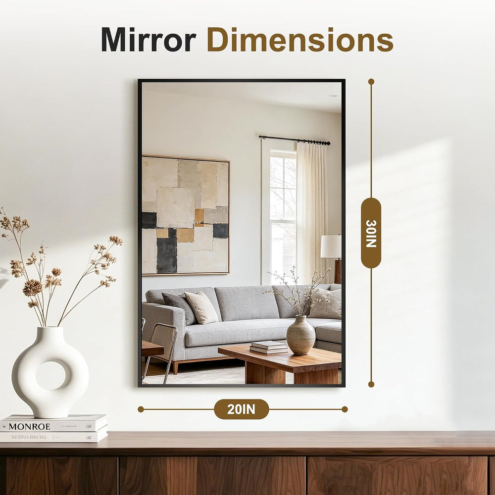 Bathroom Vanity Mirror for Over Sink, 30x20 Inch Matte Black Mirror