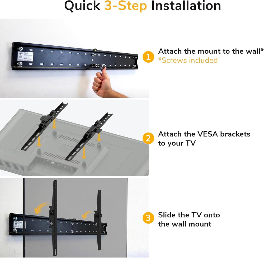 Mount-It! UL Certified Tilting TV Wall Mount for Most 43-90 Inch Flat Screen ...