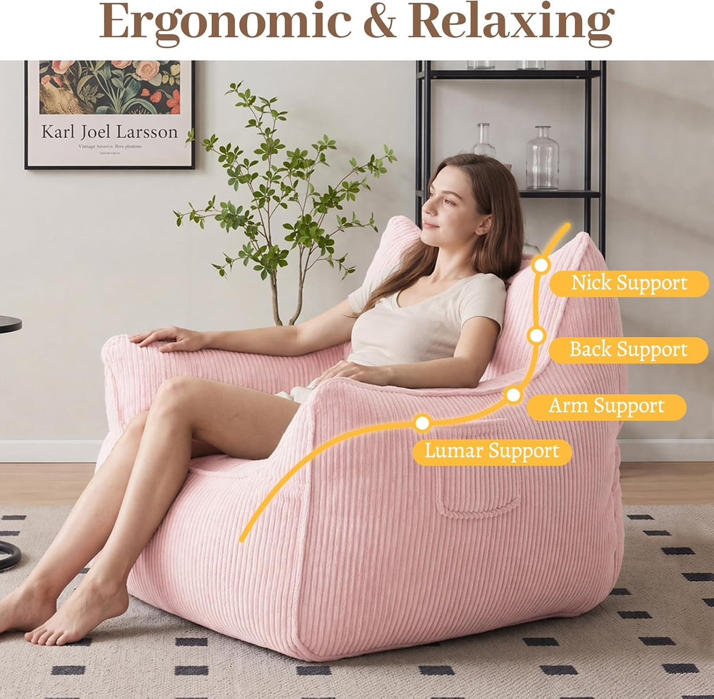 Vipbear Bean Bag Chair for Adults, Chair with Memory Foam | 35.5" Cordur...