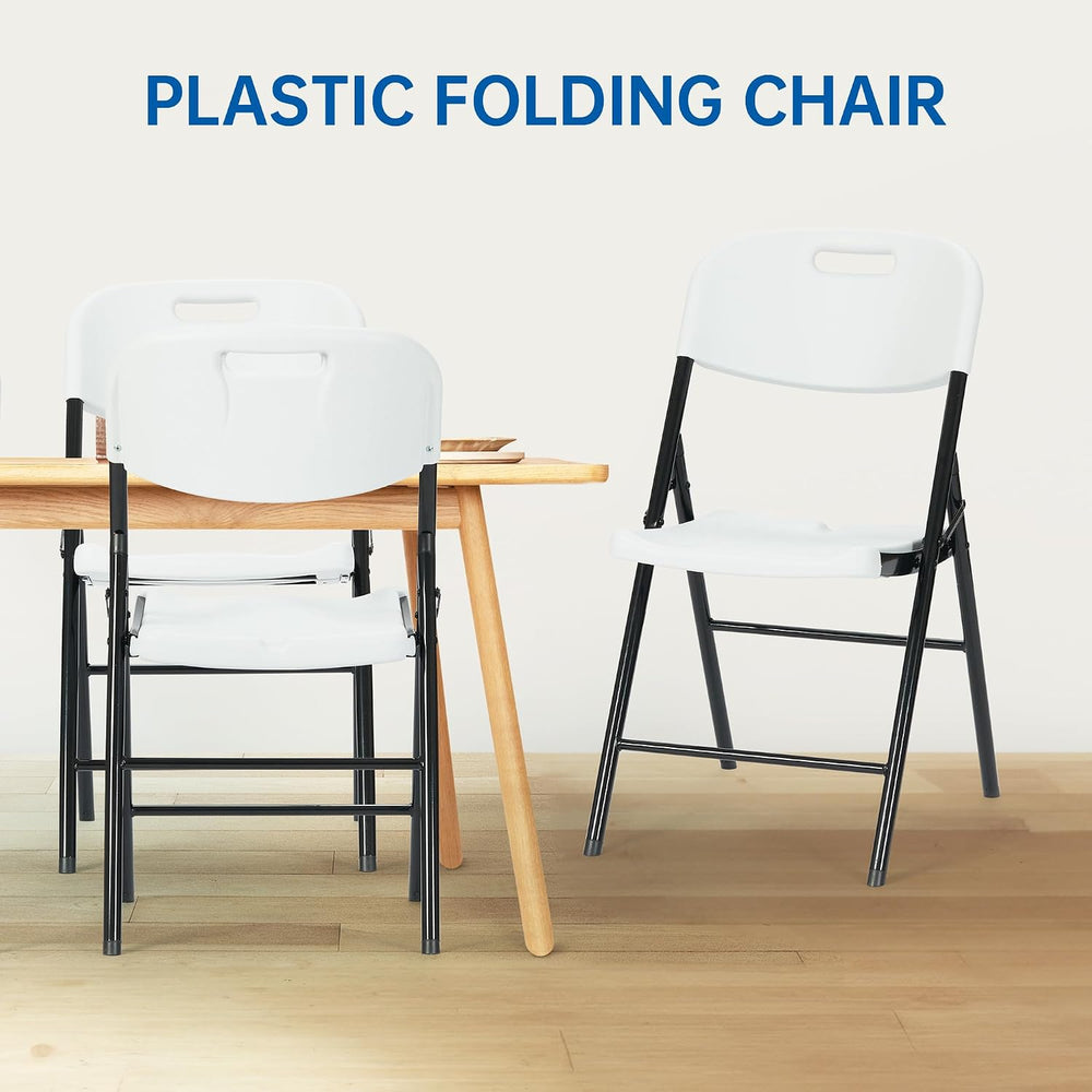 10 Pack Thicker 800 LBS White Folding Chairs, Commercial Grade Folding Chair,...