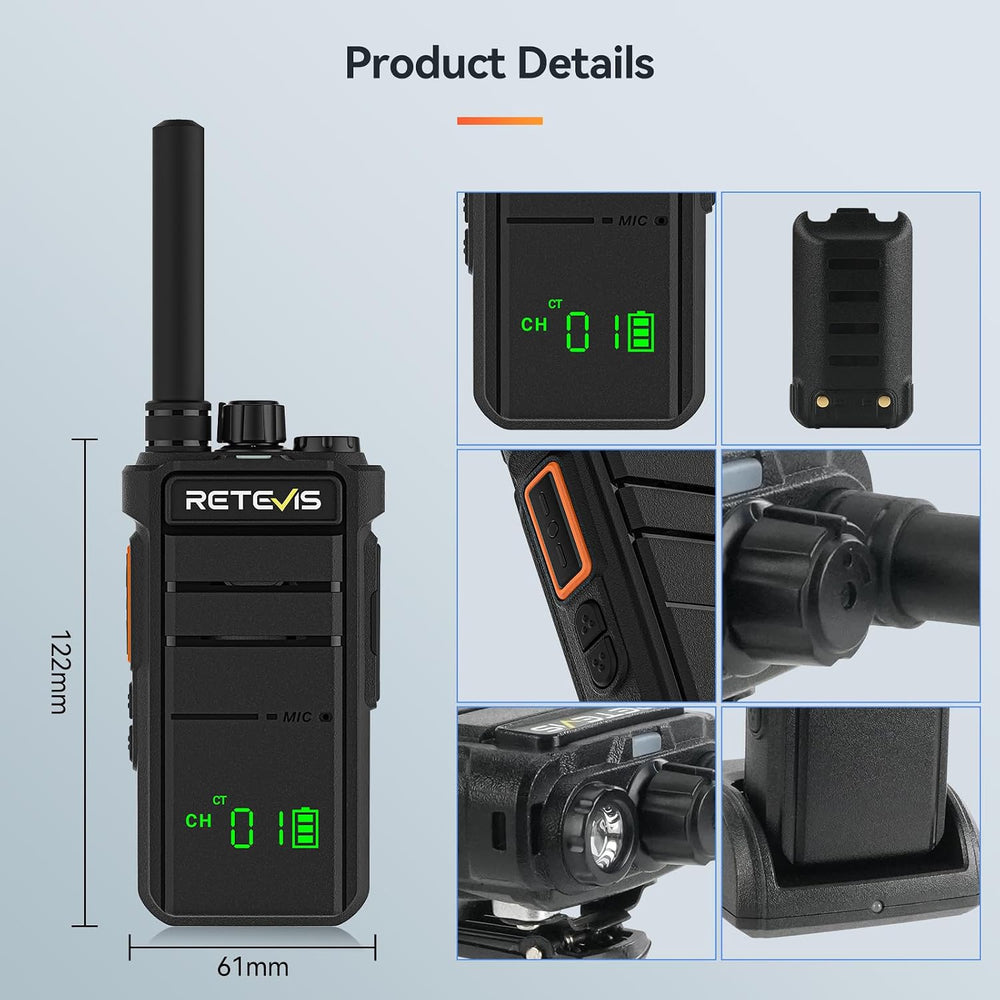 Retevis RB26H 2 Way Radio Long Range, Walkie Talkies with Earpiece, 10-Pack