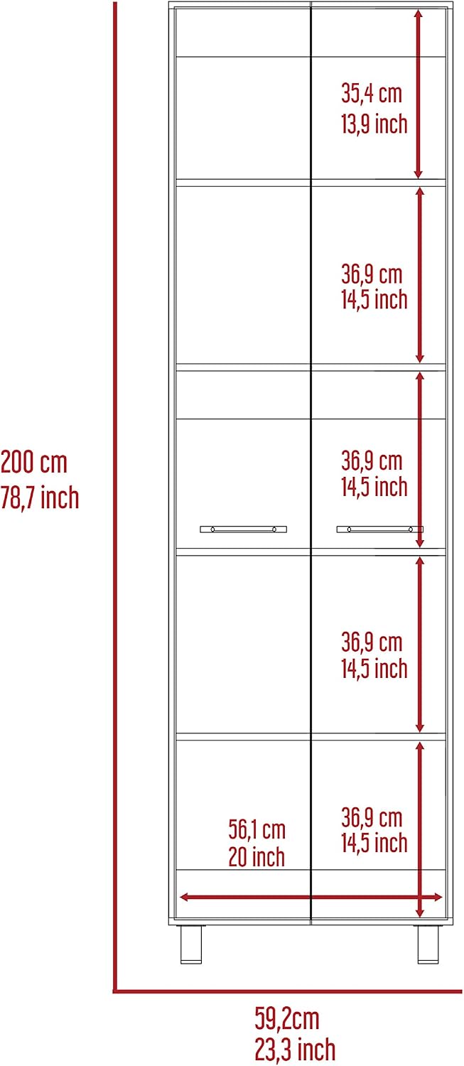 Pensacola Double Door Pantry Cabinet: 78" High Storage with 5 Shelves - ...