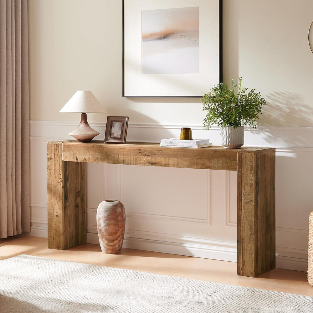 Reclaimed Solid Wood Console Table, 63" Long Farmhouse Entryway Table | ...