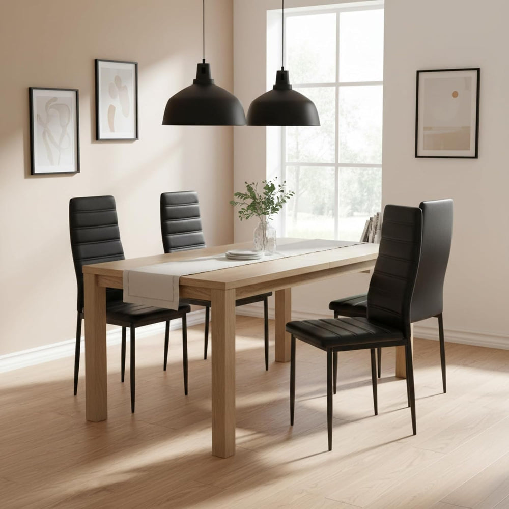 Dining Chairs PU Leather Set of 4, Armless High Back Upholstered Chairs with ...