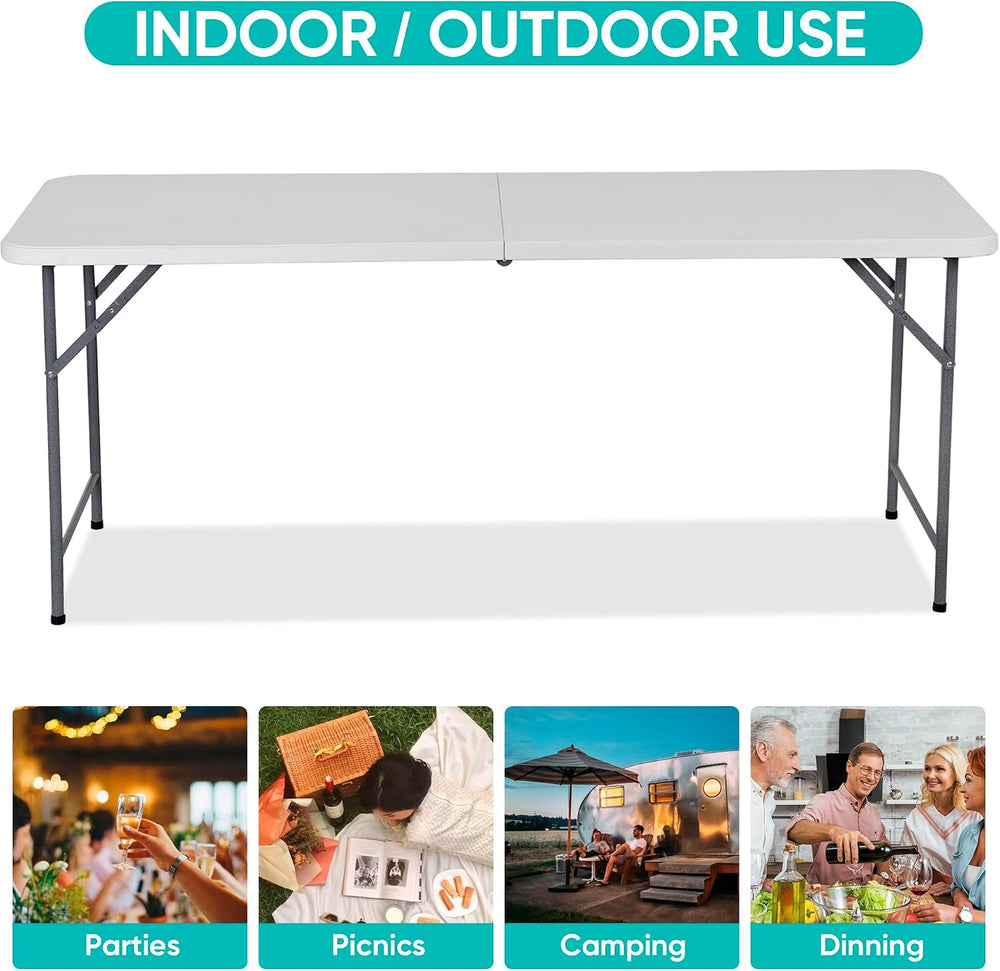 ZenStyle 6 ft Folding Table - 71"x27" Rectangular Portable Plastic ...